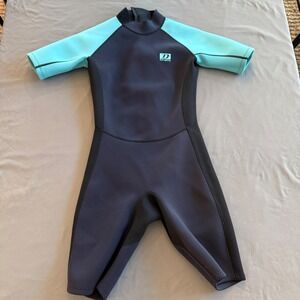 Dark Lightning Mens Shorty Wetsuit Black Teal Neoprene Short Sleeve Surfing